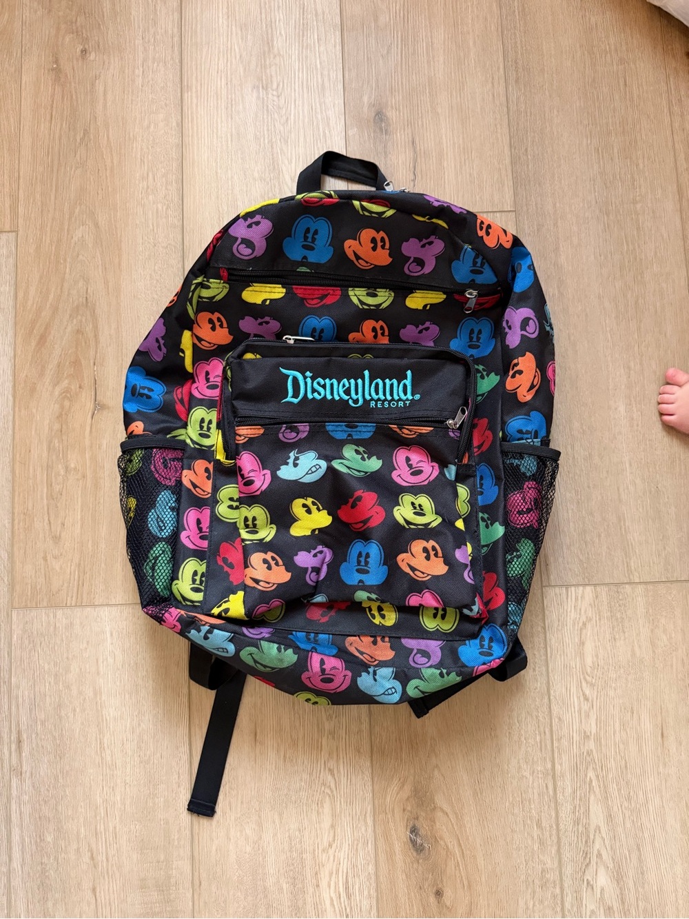 Disney Black Backpack with Multi-Color Mickey Heads